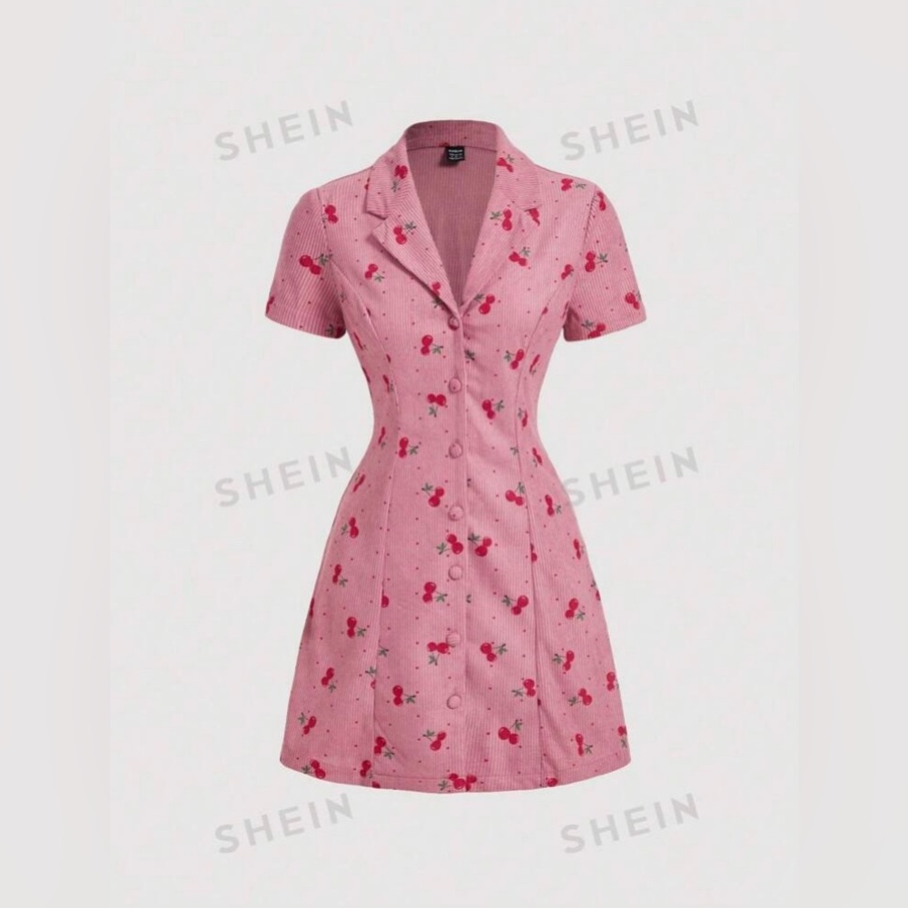 Pink Corduroy short sleeve shirt dress size M